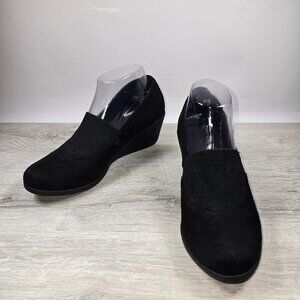 Comfort Plus Womens Black Slip On Shoes Wedge Office Minimalist Sz 8.5 Wide